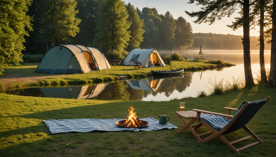 Genieten van een rustige camping aan een meer in frankrijk